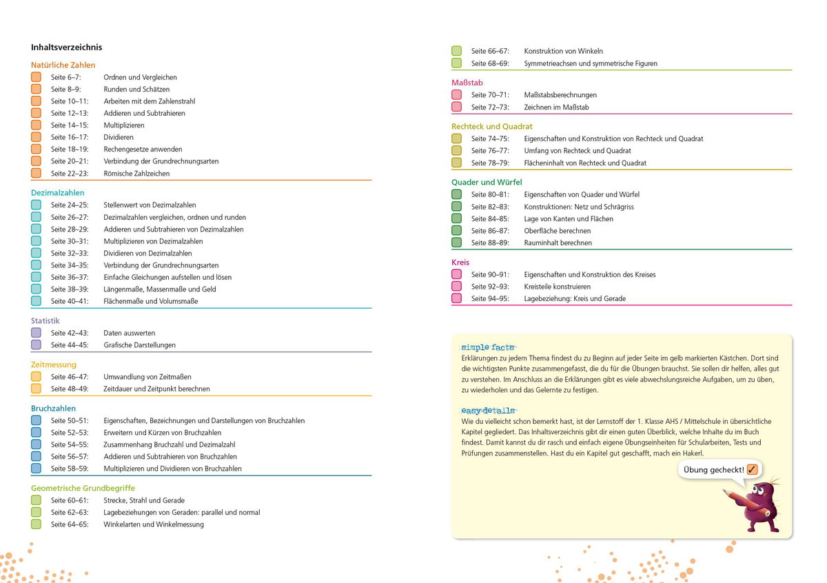 Innenansicht Beispiel aus dem Buch: simple und easy Mathematik 1