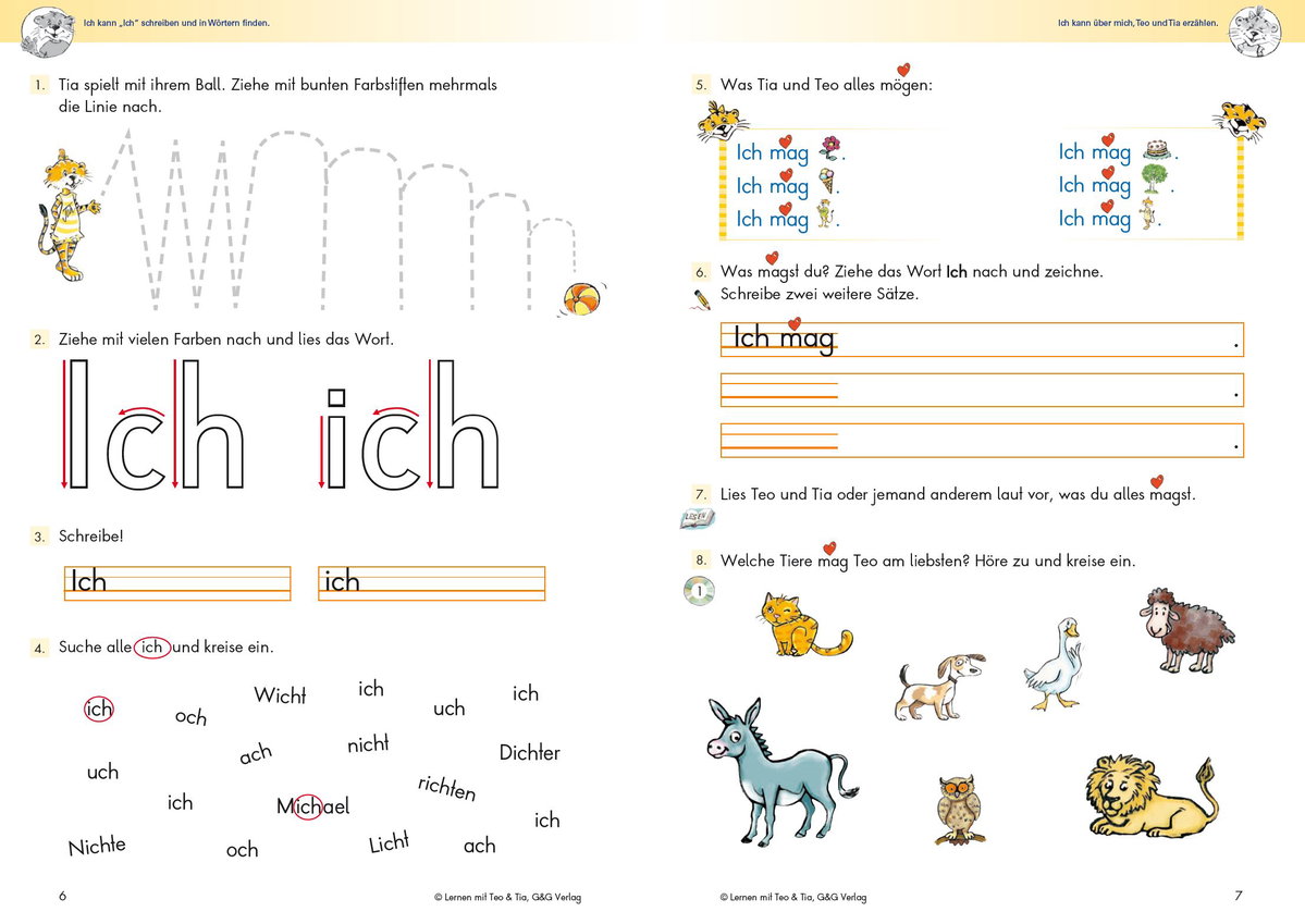 Innenansicht Beispiel aus dem Buch: Lernen mit Teo und Tia Deutsch – 1. Klasse Volksschule mit CD