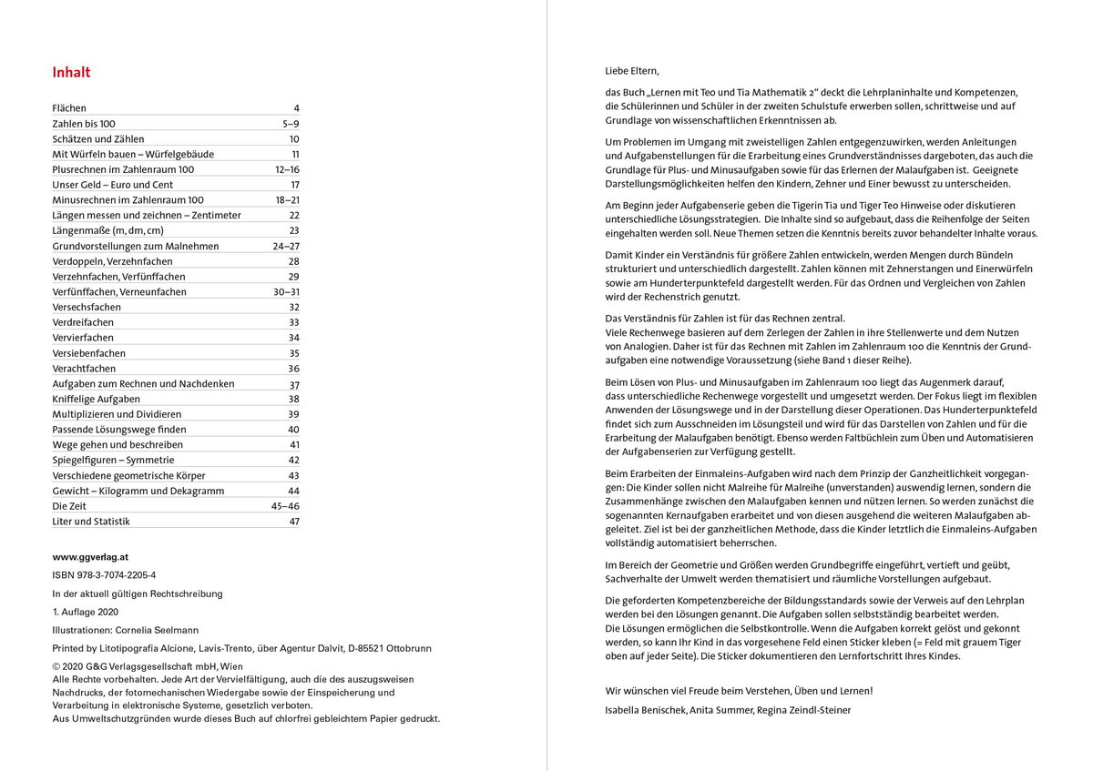 Innenansicht Beispiel aus dem Buch: Lernen mit Teo und Tia Mathematik – 2. Klasse Volksschule
