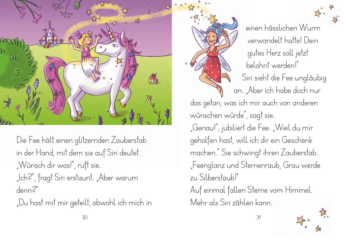 Innenansicht Beispiel aus dem Buch: LESEZUG/2. Klasse: Siri Silberstern - Feenzauber für die Prinzessin