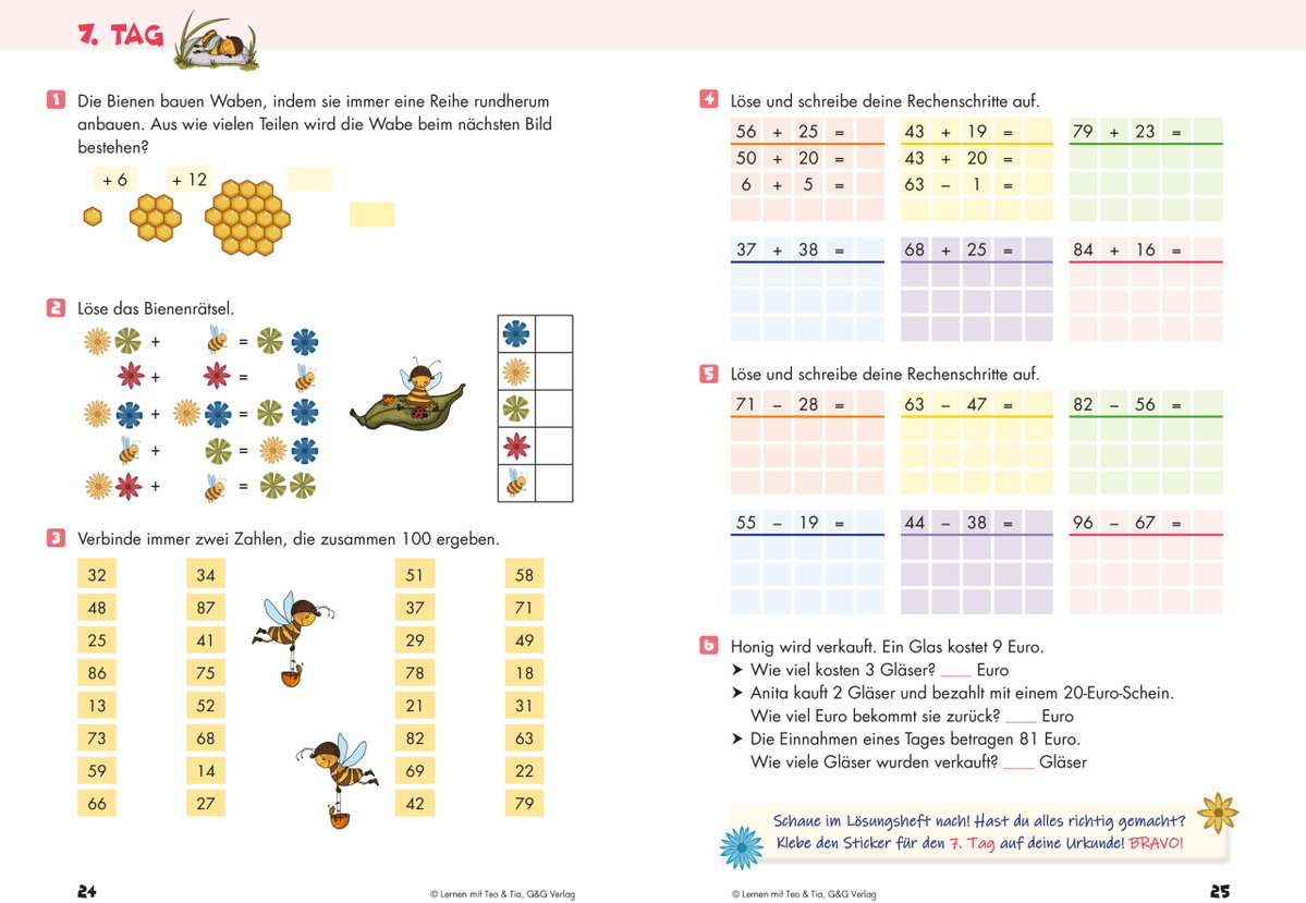 Innenansicht Beispiel aus dem Buch: Das 10 Tage Ferienheft Mathematik 2