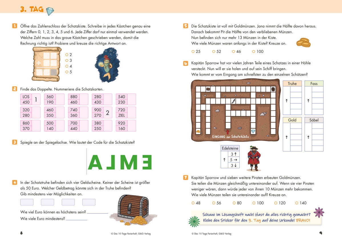 Innenansicht Beispiel aus dem Buch: Das 10 Tage Ferienheft Mathematik 3