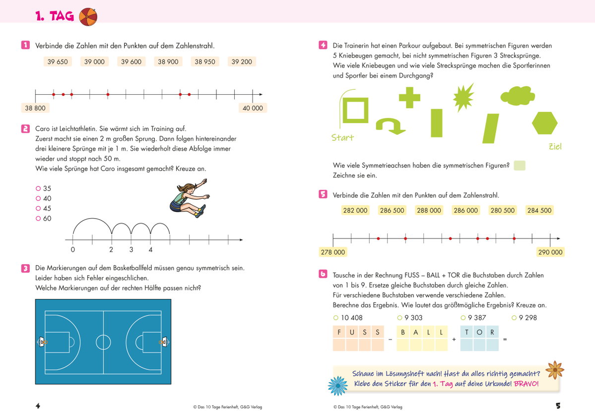 Innenansicht Beispiel aus dem Buch: Das 10 Tage Ferienheft Mathematik 4