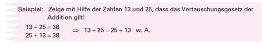 Beispiel zum Vertauschungsgesetzt - Kommutativgesetz der Addition 